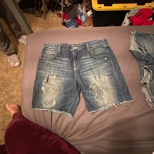 Mossimo Supply Co. Blue Distressed Jean Shorts